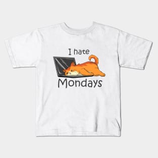 Cat with Laptop on Monday Kids T-Shirt